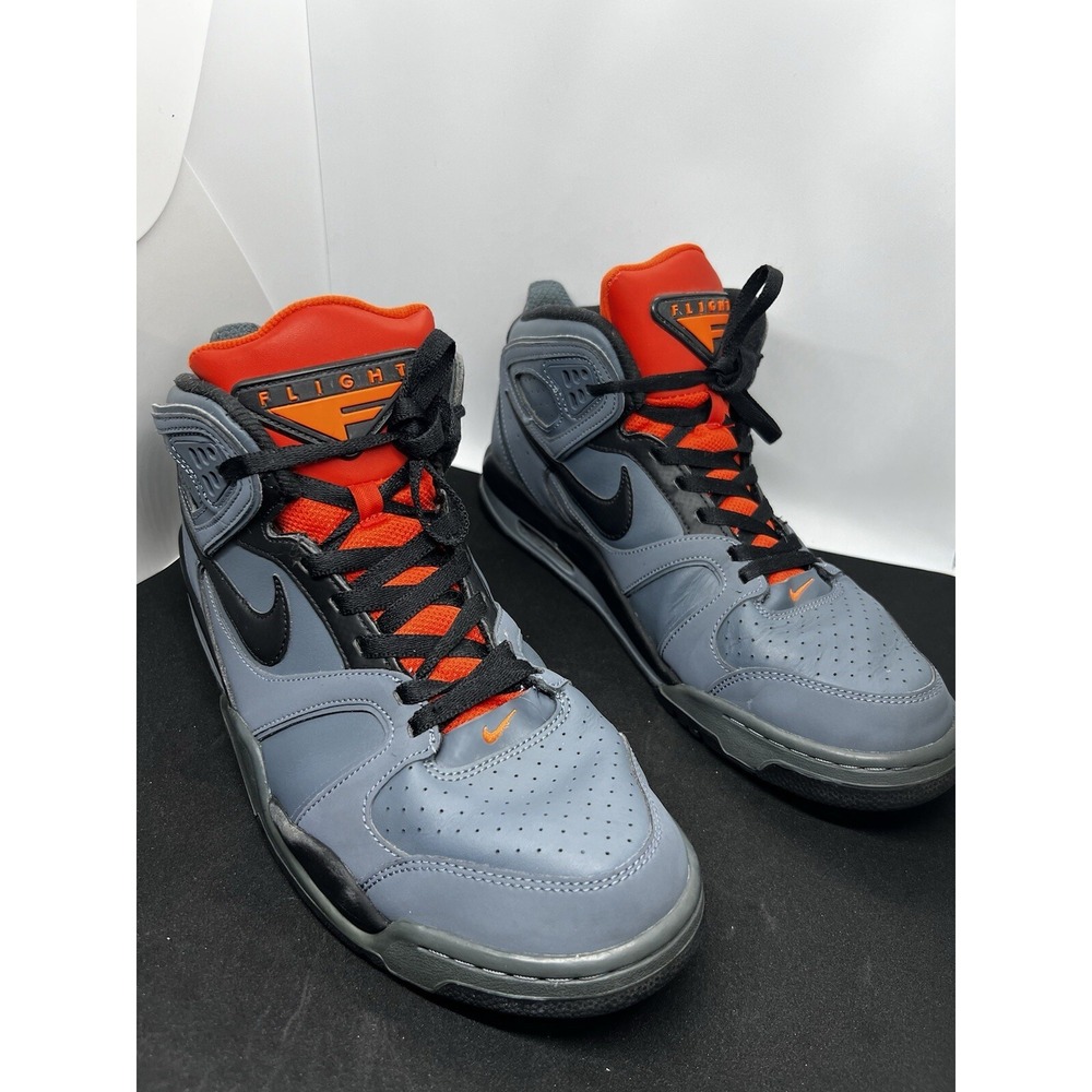 Nike Air Flight Falcon Mens 11.5 Wolf Grey Team Orange Suede Sneaker 397204-488